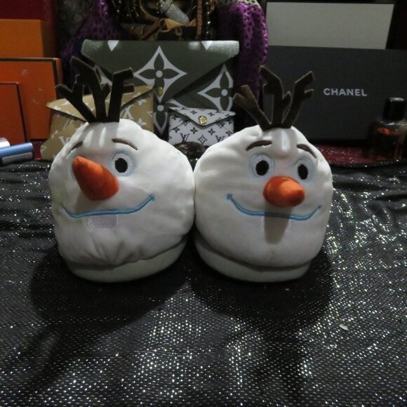 BOGO DISNEY FROZEN II OLAF Plush Doll Slippers Size L 4 Kids Child house‎ shoes - Picture 1 of 6